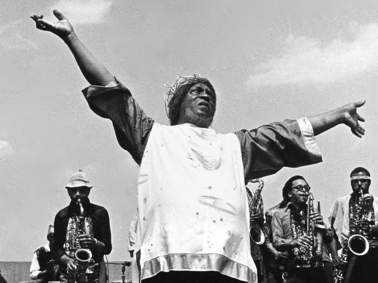 Sun Ra spreads his arms
